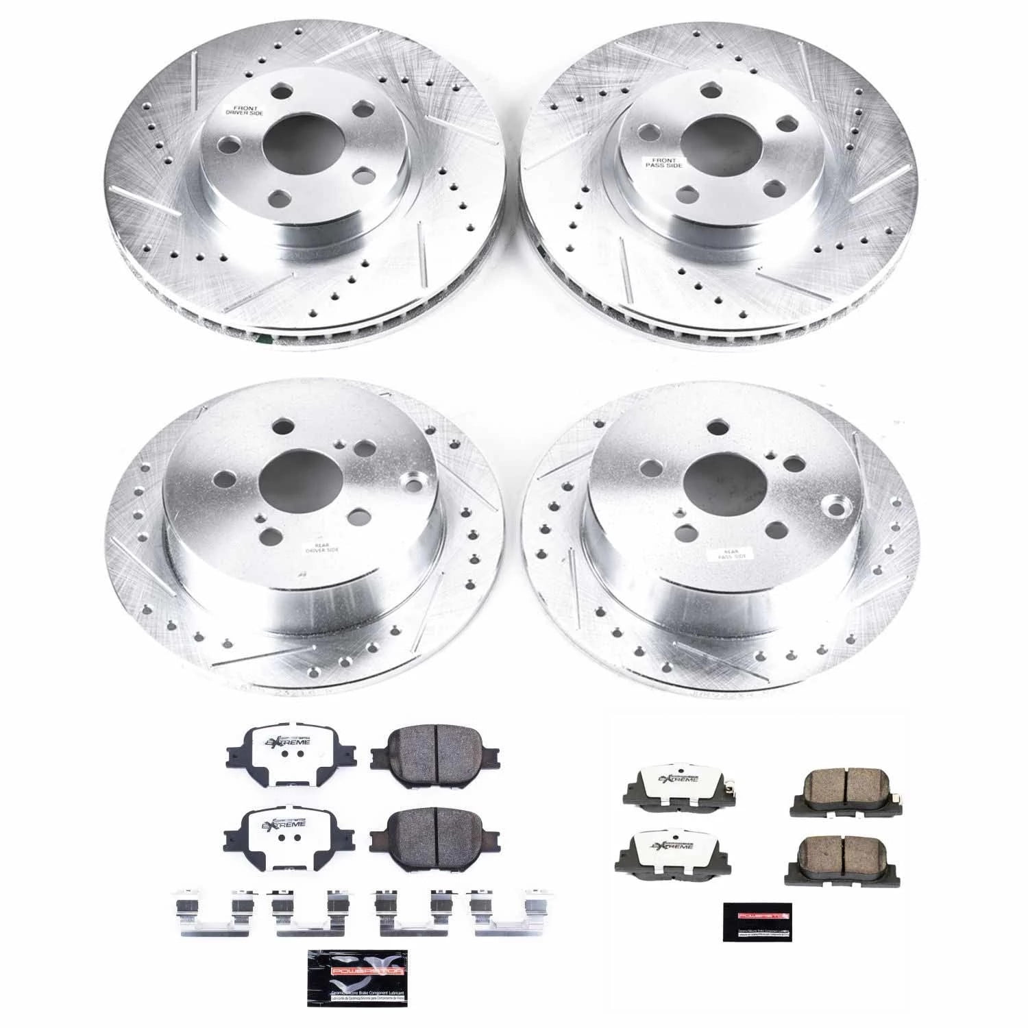 PowerStop Front and Rear Z26 Street Warrior Carbon-Fiber Ceramic Brake Pad and Drilled and Slotted Rotor Kit Fits: SCION Select Models K2315-26