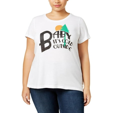 - Suburban Riot Womens Plus Baby It's Cold Outside Knit Graphic T-Shirt