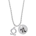 thumbnail image 1 of Delight Jewelry Silvertone Large Greek Letter - Omega - Silvertone Script Initial Disc - N - Charm Necklace, 20"+3", 1 of 4