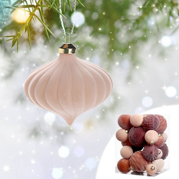 Christmas Tree Ornaments Set, 35 Pack Velvet Flocked Balls in Red Green White with Gift Box, Holiday Decoration Set for Tree, Party, Home, and Office Décor