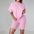 thumbnail image 2 of Ketyyh-chn99 Ensembles pour Femmes 2 Pcs Shorts de Course Femmes Ensembles Courts pour l'Été Décontractés T-Shirts à Manches Courtes à Motif Floral Shorts Rouge,G, 2 of 5