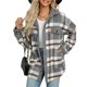thumbnail image 2 of Chaqueta de Franela A Cuadros con Botones, Estilo Casual, Larga, con Bolsillos, Ideal para Otoño. Gris XXL, 2 of 8