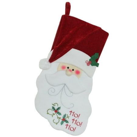 Santa Christmas Stocking - Northlight Embroidered Santa Face Christmas Stocking