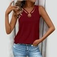 thumbnail image 2 of MESSUEN Sleeveless Tank Tops for Women Womens Loose Tank Tops Keyhole Neck Raglan Eyelets Cutout Tank Tops Strappy V Neck Going Out Tee Shirts Casual Tops Womens Tops Summer Red 3XL, 2 of 8