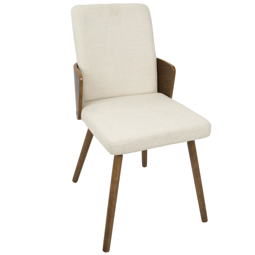 Carmella MidCentury Modern Dining/Accent Chair in Walnut and Cream