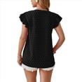 thumbnail image 3 of Blusa de Mujer con Cuello en V y Mangas con Volantes, Holgada, Elegante, Informal, , de Verano, Color Negro, Talla M, 3 of 10