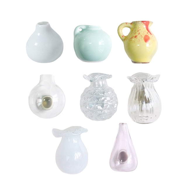 14/12/10/9/8/6/4/3/2/1 Pieces Mini Vase Magnets Mini Ceramic Vase Refrigerator Magnets 3D Plant Magnets for Refrigerator Kitchen Locker office Decoration