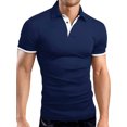 thumbnail image 1 of Sunloudy Camisa informal de negocios para hombre, blusas de oficina de manga corta con botones de cuello vuelto de patchwork de color para hombres Sunloudy  moda, 1 of 6