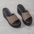 thumbnail image 4 of Slippers for Women,Platform Slippers Casual Comfortable Soft Fabric Slide Sandals With Thick Sole For Beach Walking Indoor Outdoor,Womens Slippers,Brown,8.5, 4 of 7