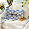 thumbnail image 2 of Hello Summer Sunflower Pillow Covers 12x20 Inch Farmhouse Blue Buffalo Plaid Stripes Lumbar Pillow Cases Cotton Linen Yellow Floral Cushion Cover for Sofa Couch Home Decor, 2 of 6