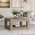 thumbnail image 6 of Evelyn&Zoe Hughes 32" Wide Square Coffee Table, Antiqued Gray Oak, 6 of 8