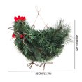 thumbnail image 3 of Guirnalda de gallo y gallina para puerta de entrada de Navidad, guirnalda de hojas verdes con ramas de Navidad, guirnalda de puerta de campo de granja para Navidad, hogar y exterior, 3 of 4