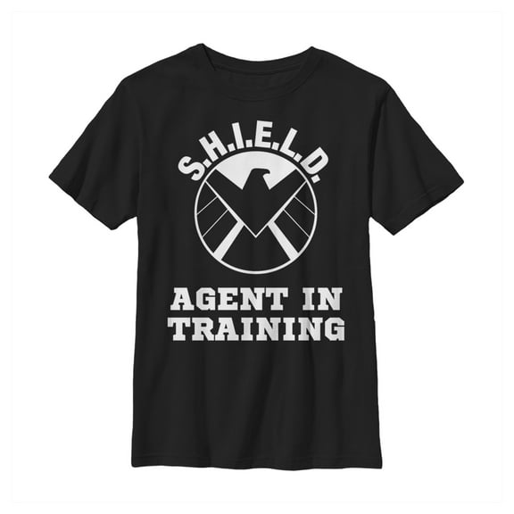 Boy's Marvel SHIELD Agent in Training  Graphic Tee Black Large