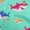 Aqua Blue, variant on oneOone Polyester Spandex Yellow Fabric Shark Print Kids Sewing Material Print Fabric By The Yard 56 Inch Wide