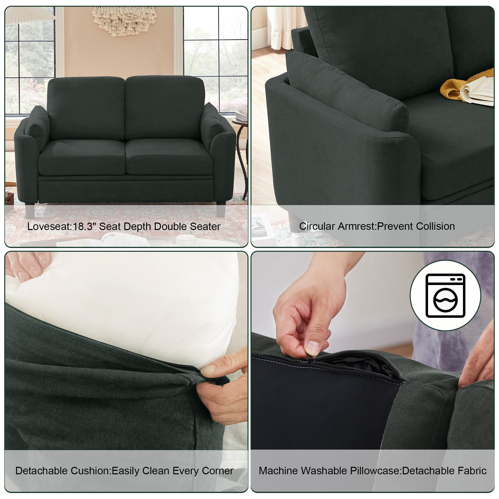 Pingliang Home 59" Loveseat Small Sofa Couch 2 Seater for Living Room Bedroom Apartment Studio Office,Double Seat Love Seat