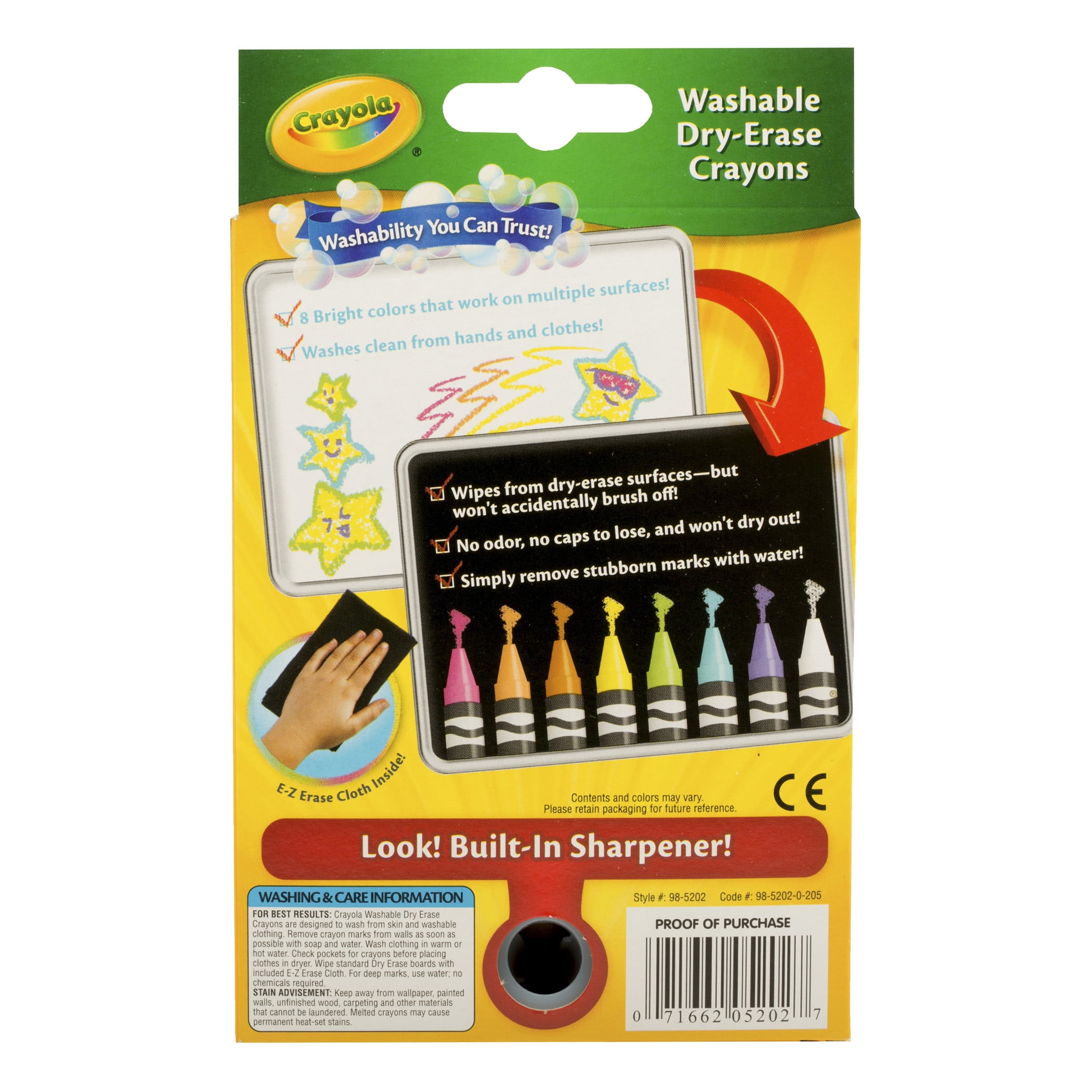 Crayola Dry Erase Washable Crayons, Bright Colors, 8 Per Pack, 6 Packs