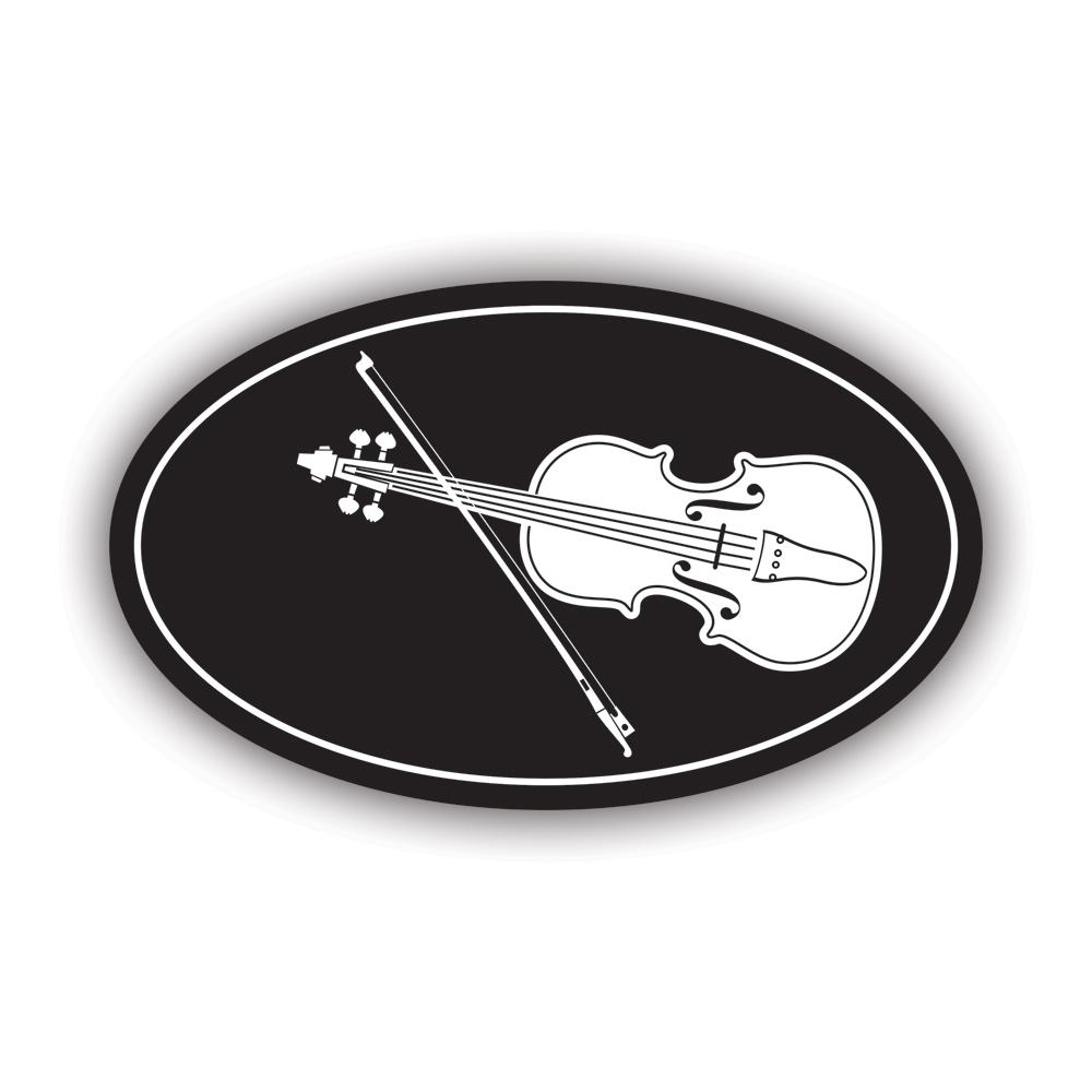 Oval Violin and Bow Crossed Sticker Decal Self Adhesive Vinyl