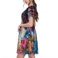 thumbnail image 2 of Lsque Oil Painting Sunflower Puppy Print Women's Casual Dress T-Shirt Summer Short Sleeve Scoop Neck Swing Dresses, 2 of 6