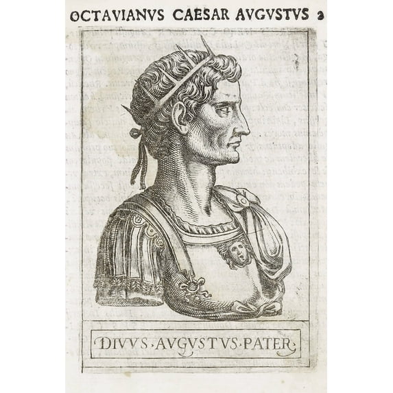 24x36 gallery poster, Octavian Caesar Augustus from late 16th-century copper engraving by Giovanni Battista Cavalieri