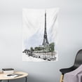 thumbnail image 1 of Paris Tapestry, Architecture Theme Illustration of Eiffel Tower Birds and Trees Pattern Print, Wall Hanging for Bedroom Living Room Dorm Decor, 40W X 60L Inches, Black and White, by Ambesonne, 1 of 2