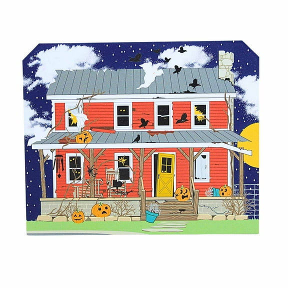 Cat's Meow Village 4.75In Harvest Moon Farm House, Wood, Halloween Jack-O-Lanterns Spooky 24631