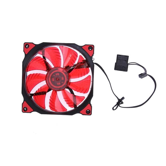 15 luces LED transparentes de 120 mm con caja de PC silenciosa ventilador de refrigeración todos los colores (rojo)