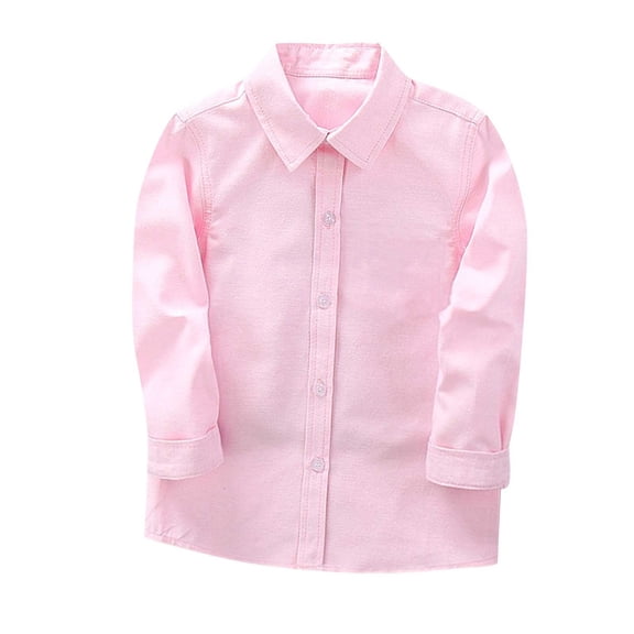 YunPes Boys Solid Long Sleeve Dress Shirt Classic Button Down Lapel Shirt Kids Summer Slim Fit Casual & Formal Blouses