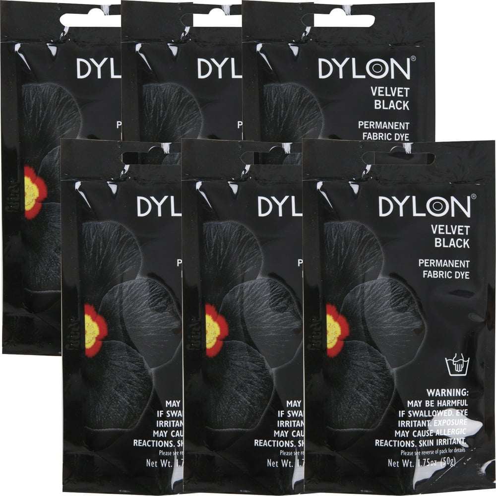 Dylon Permanent Fabric Dye 1.75ozVelvet Black, Multipack Of 6