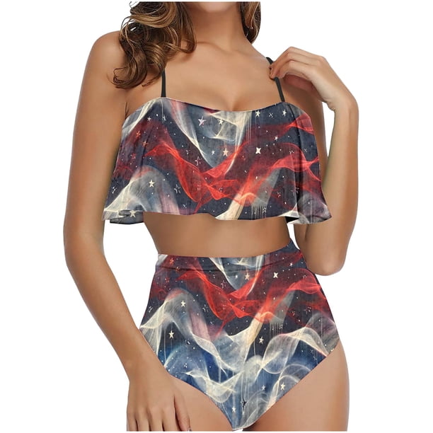 Traje de baño para mujer, conjunto de traje de baño con volantes para mujer, trajes de baño para mujer, conjuntos de bikini para mujer, trajes de baño de bikini para mujer