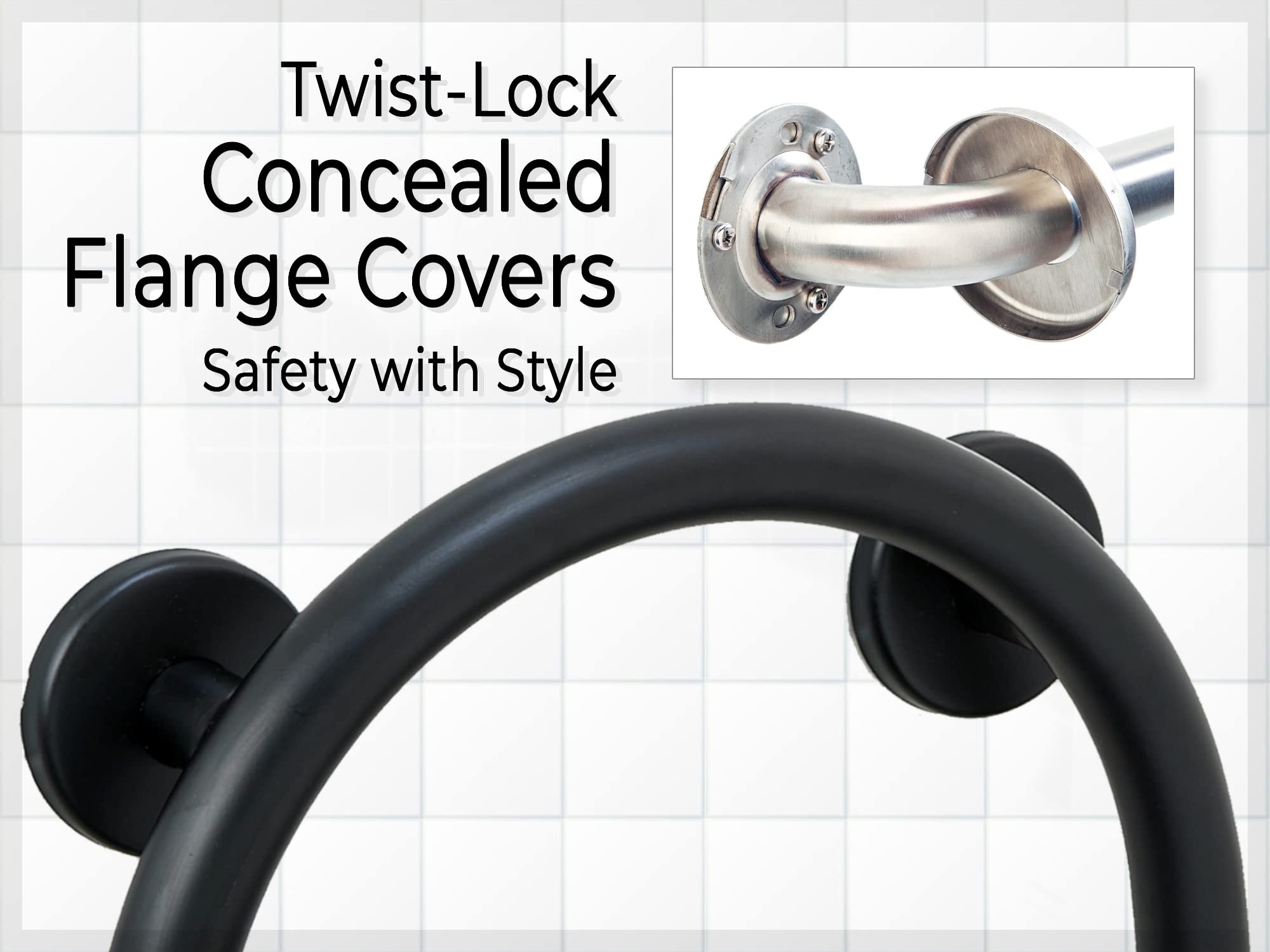 Grab Bar Toilet Paper Holder - Bathroom Safety Aid ADA/304 Stainless Steel/Matte Black/ 13" x 8"
