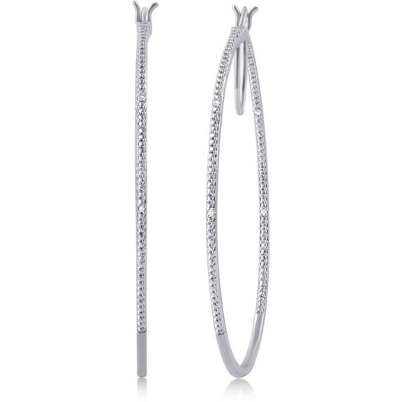 Diamond Accent Silver Tone Hoop Earring.