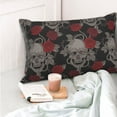 thumbnail image 6 of Kll Skull And Red Roses Pillow Covers Envelope Closure,Super Soft And Cozy Fuzzy Fleece Pillow Case Cover 20"X30", 6 of 9