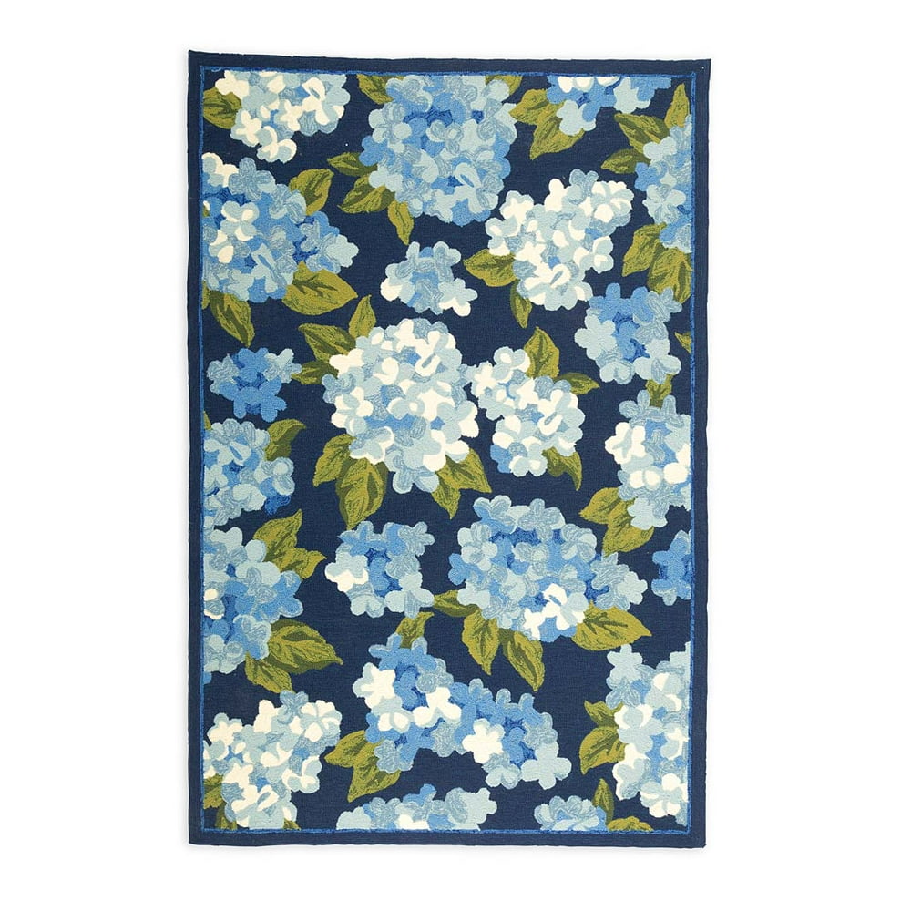 Hydrangeas Flower Design Indoor / Outdoor Rug, 8' x 10', Blue Walmart