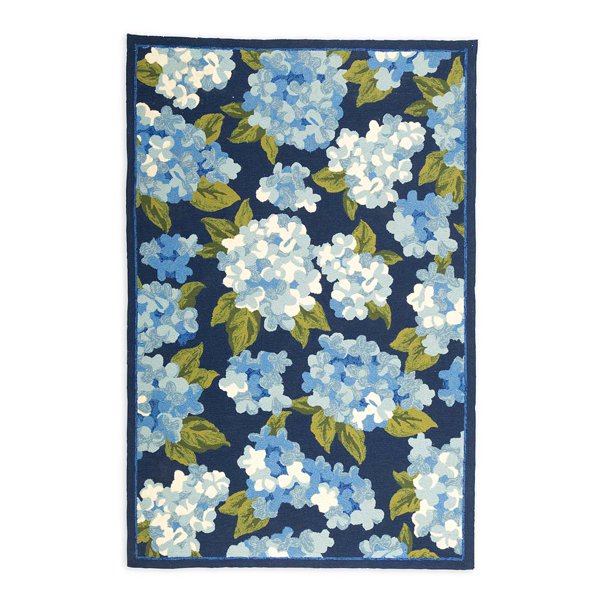 Hydrangeas Flower Design Indoor / Outdoor Rug, 8' x 10', Blue