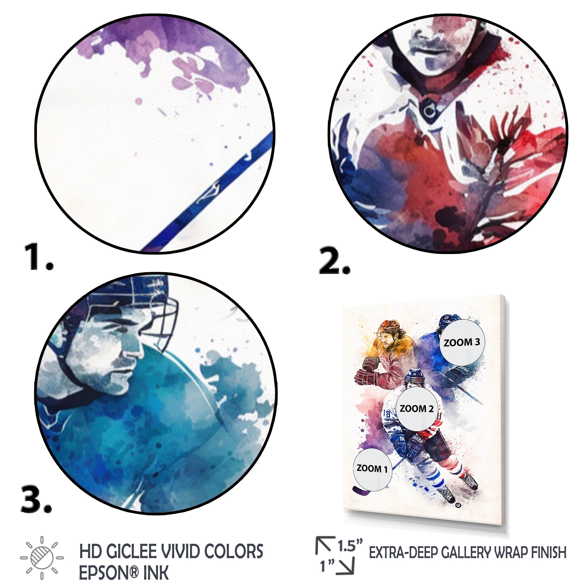 Designart Three Hockey Players During Game I Canvas Wall Art