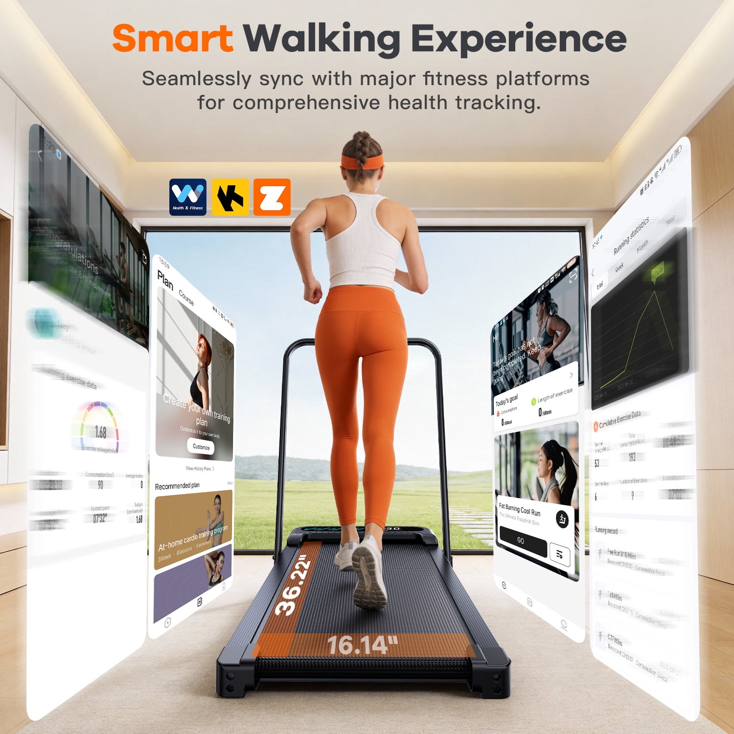 YZRUN Walking Pad, Folding Treadmill with Incline, Portable Treadmills with Handlebar, Under Desk Walking Pad for Home Office,320 lbs Capacity