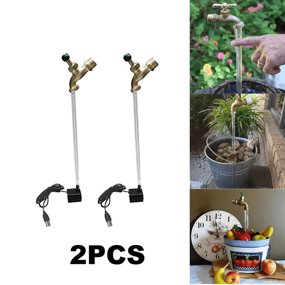 2PCS Invisible Faucet Fountain Watering Can Fountain Floating Faucet for Garden Courtyard Decoration