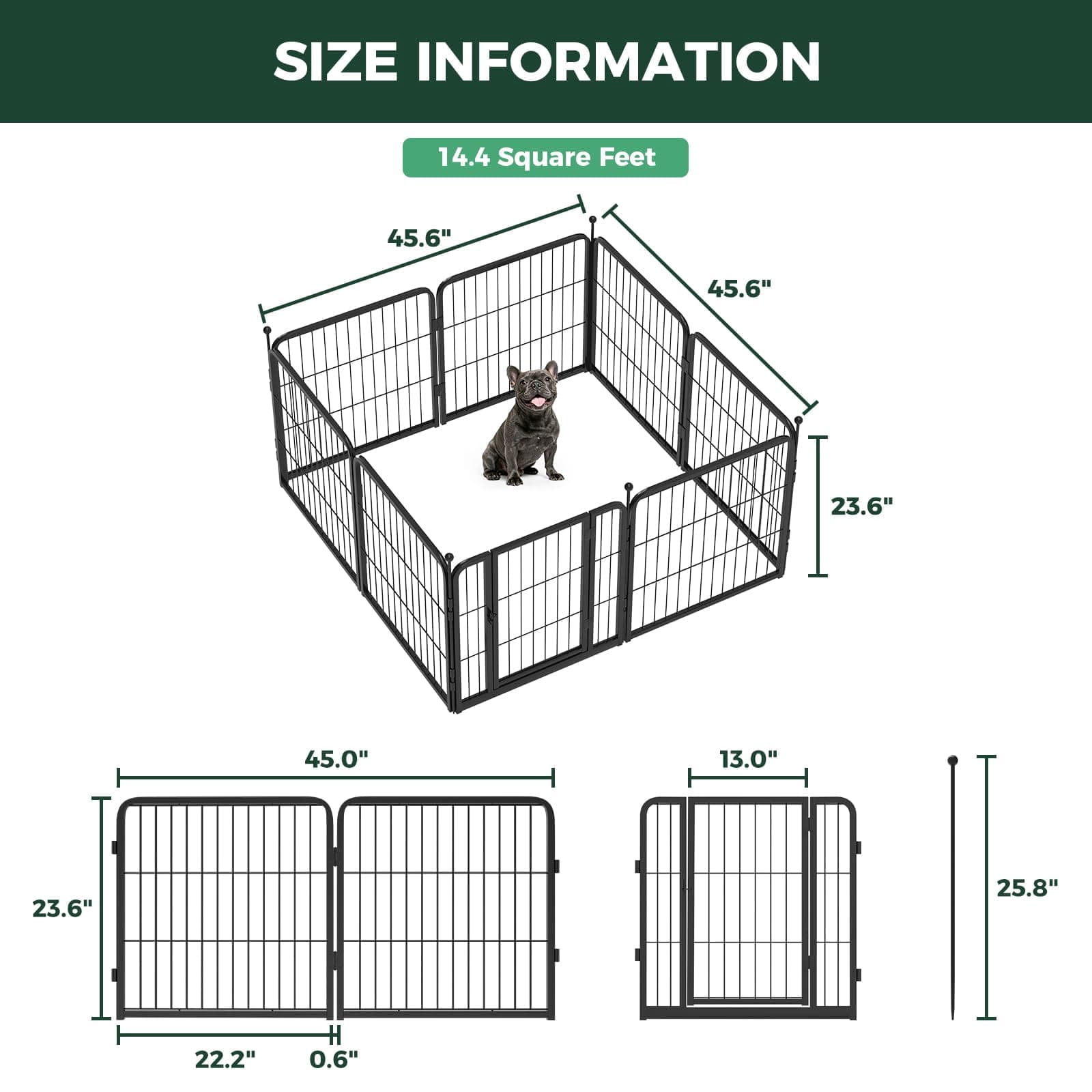 FXW Instant Dog Playpen, Portable Pet Fence for Outdoor, RV Trips, and Camping, 24inch, 8 Panels for Puppy and Small Dogs│Patented