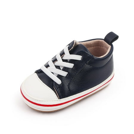 Michellecmm Infant Baby Boys Girls Moccasins Sneakers Solid Color/Contrast Color PU Leather Anti-Slip Sole Prewalker First Walker Shoes