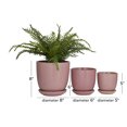 thumbnail image 4 of DecMode 8", 6", 5"H Indoor Outdoor Pink Porcelain Planter with Attached Saucer (3 Count), 4 of 10