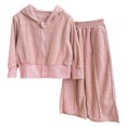 thumbnail image 2 of Hicidod Toddler Sweatsuit for Girl Boy Long Sleeve Zip Up Hoodie Top And Long Sweatpants Set Fashion Solid Color Baby Fall 2 Piece Outfits, 2 of 6