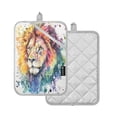 thumbnail image 2 of Two Pieces Of Square Heat Insulation Pad Oven Mitts 7x9.8 Inch Oven Microwave Kitchen Cooking Baking Watercolor Beautiful Lion, 2 of 7