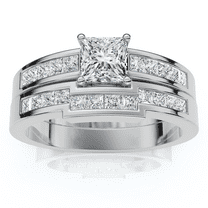 Pompeii 1ct Princess Cut Channel Set Diamond Wedding Engagement Ring 14K White Gold