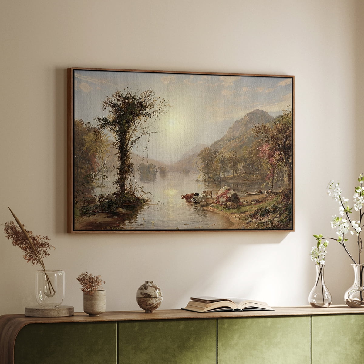 Vintage Landscape-XXII By Wexford Home Framed in Walnut Wood Gallery Wrapped Canvas 17 in. x 25 in.