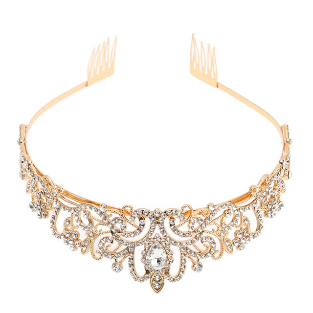 Couronne de Princesse en Or, Peigne Design Stable Réglable en Alliage Couronne de Princesse pour Mariage pour Fête