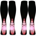 thumbnail image 1 of Calcetines de compresión para mujeres y hombres (2 pares), medias de compresión para correr, volar, hacer deporte, viajar (rosa L/XL), 1 of 3