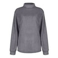 thumbnail image 4 of Women's Turtleneck Fuzzy Sweaters Casual Fall Fashion Long Sleeves Fleece Pullover Tops Solid Color Soft Cozy Jumper Tops, 4 of 4