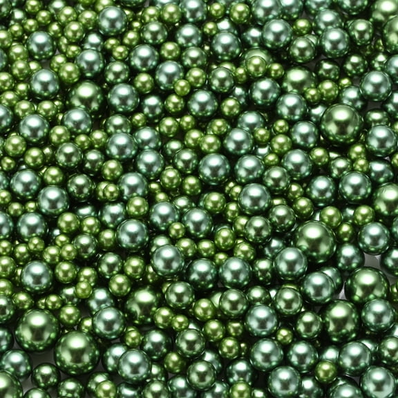 Uxcell 800 Pcs Faux Pearl for Crafting 0.12''-0.31'' No Hole ABS Round Pearls for Vase Fillers Green