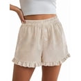 thumbnail image 3 of PRETTYGARDEN Womens Boxer Shorts Y2K Ruffle Shorts Summer Spring Lounge Striped Casual Beach Bottoms Pockets, 3 of 10