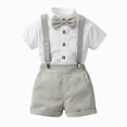 thumbnail image 2 of KPOPLK Toddler Boy Gentleman Suit Baby Boy Formal Outfit Set with Cotton Shirt Bow Tie Suspenders Shorts for Wedding Birthday Party Size 5-6 Years, 2 of 7